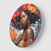 Bloeiende Afro-Amerikaanse zwarte vrouw Grote Klok (Hoek)