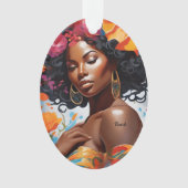 Bloeiende Afro-Amerikaanse zwarte vrouw kerst Ornament (voorkant)