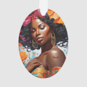 Bloeiende Afro-Amerikaanse zwarte vrouw kerst Ornament (achterkant)