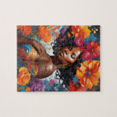 Bloeiende Afro-Amerikaanse zwarte vrouw Legpuzzel (Horizontaal)