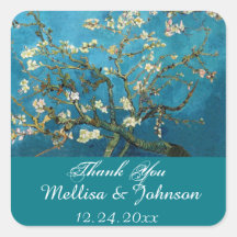Bloeiende amandelboom bedankstickers