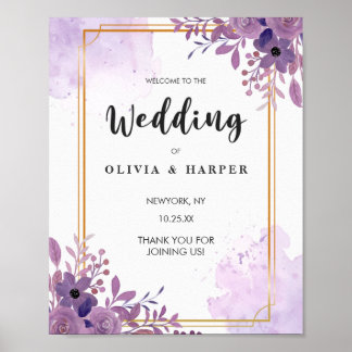 Bloeiende Amethist Antieke Gouden Frame Welkom Poster