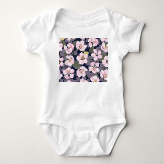 Bloeiende appel: donkerblauwe Waterverf Romper (Voorkant)