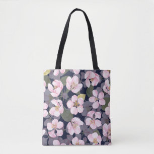 Bloeiende appel: donkerblauwe Waterverf Tote Bag