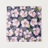 Bloeiende appel: donkerblauwe Waterverf Wandkleed (Voorkant (horizontaal))