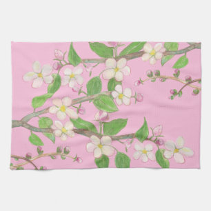 Bloeiende appelboom tak pastel roze theedoek