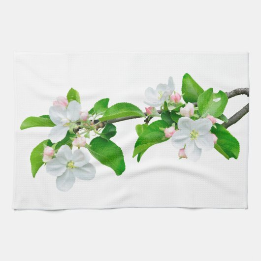 Bloeiende appelboomtak theedoek (Horizontaal)
