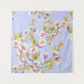 Bloeiende appelkers aquarelpatroon wandkleed (Voorkant (horizontaal))