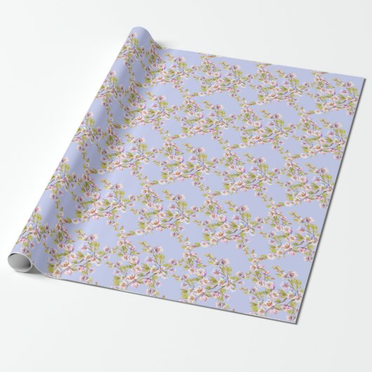 Bloeiende Apple Cherry Waterverf Pattern Cadeaupapier (Uitgerold)