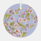 Bloeiende Apple Cherry Waterverf Pattern Glas Ornament (Achterkant)