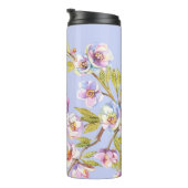 Bloeiende Apple Cherry Waterverf Pattern Thermosbeker (Geroteerd rechts)