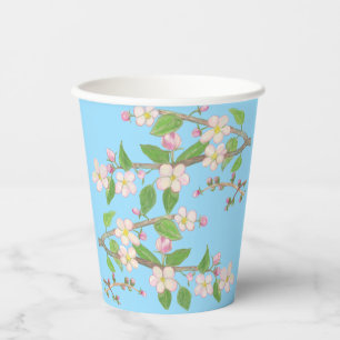 Bloeiende Apple Tree Branch Sky Blue Papieren Bekers