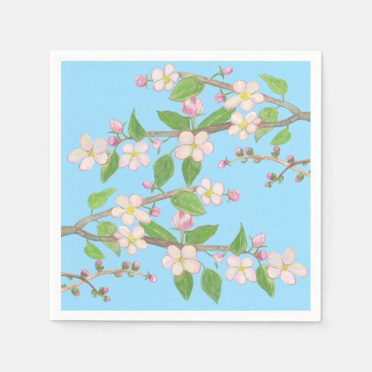 Bloeiende Apple Tree Branch Sky Blue Servet (Voorkant)