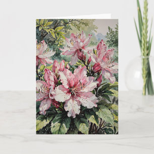 Bloeiende Azalea Roze Bloemen in Tuin Kaart