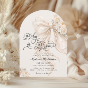 Bloeiende baby met elegante strik baby shower kaart