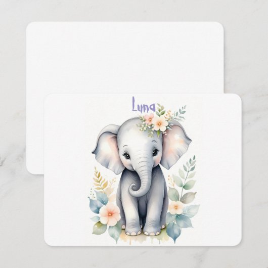 Bloeiende Baby Olifant Kaart (Voorkant / Achterkant)