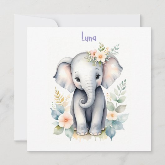 Bloeiende Baby-olifant Kaart (Voorkant)