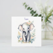 Bloeiende Baby Olifant Kaart (Staand voorkant)