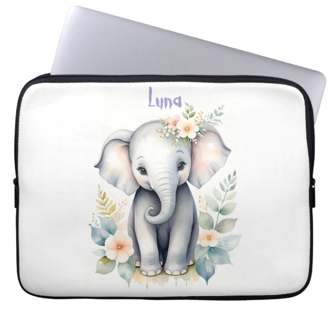 Bloeiende Baby-olifant Laptop Sleeve (Voorkant)