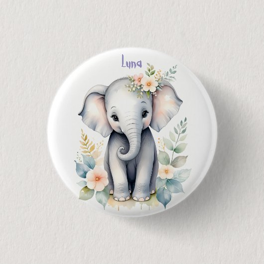 Bloeiende Baby-olifant Ronde Button 3,2 Cm (Voorkant)