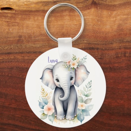 Bloeiende Baby-olifant Sleutelhanger (Achterkant)