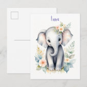 Bloeiende Baby-olifant Uitnodiging Briefkaart (Voorkant / Achterkant)