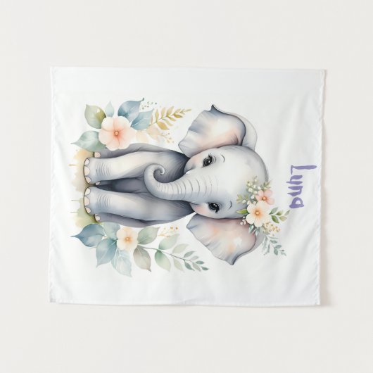 Bloeiende Baby-olifant Wandkleed (Voorkant (horizontaal))