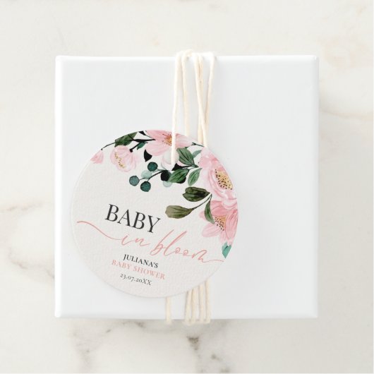 Bloeiende Baby Shower Bedankjes Labels (In situ)