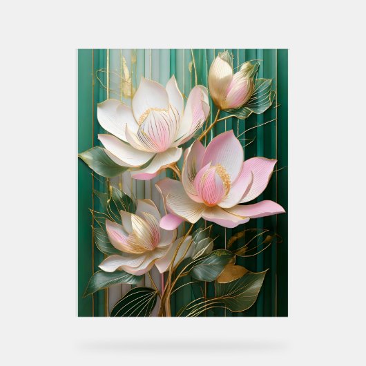Bloeiende behang Japanse Magnolia Art Acryl Bord (Voorkant)