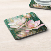 Bloeiende behang Japanse Magnolia Art Bier Onderzetter (Linkerzijde)