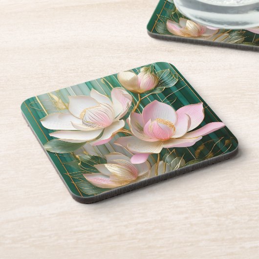 Bloeiende behang Japanse Magnolia Art Bier Onderzetter (Linkerzijde)