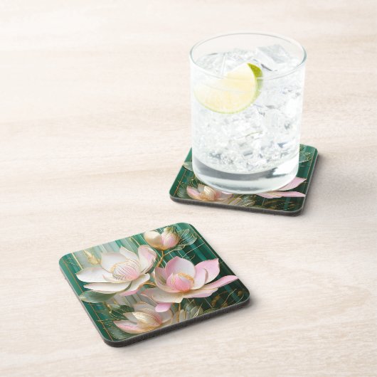 Bloeiende behang Japanse Magnolia Art Bier Onderzetter (Rechterzijde)