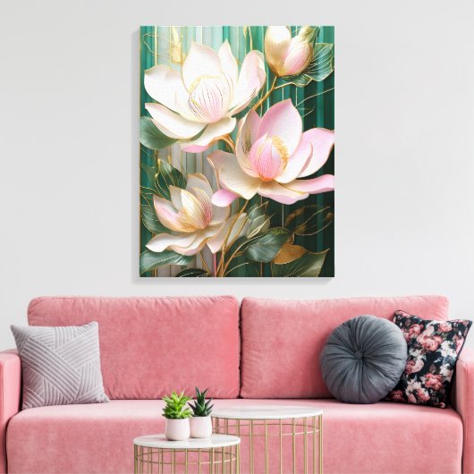 Bloeiende behang Japanse Magnolia Art Canvas Afdruk (Insitu (Woonkamer))