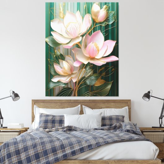 Bloeiende behang Japanse Magnolia Art Canvas Afdruk (Insitu (Slaapkamer))