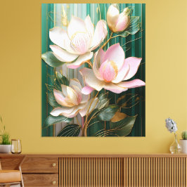 Bloeiende behang Japanse Magnolia Art Canvas Afdruk