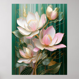 Bloeiende behang Japanse Magnolia Art Poster