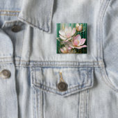 Bloeiende behang Japanse Magnolia Art Vierkante Button 5,1 Cm (In situ)
