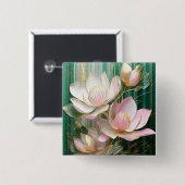 Bloeiende behang Japanse Magnolia Art Vierkante Button 5,1 Cm (Voorkant /achterkant)