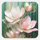 Bloeiende behang Japanse Magnolia Art Vierkante Sticker (Voorkant)