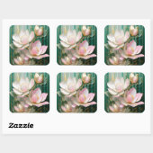 Bloeiende behang Japanse Magnolia Art Vierkante Sticker (Vel)