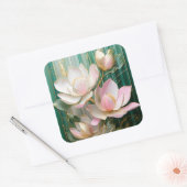 Bloeiende behang Japanse Magnolia Art Vierkante Sticker (Envelop)