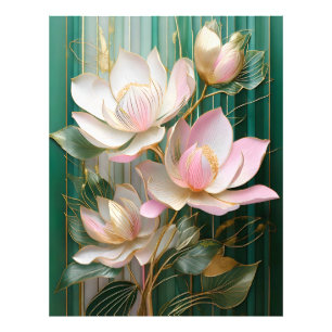 Bloeiende Behang Japanse Magnolia Kunst Foto Afdruk