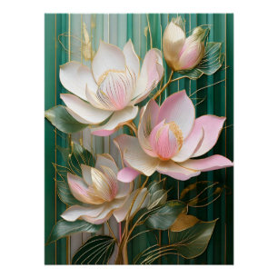 Bloeiende Behang Japanse Magnolia Kunst Perfect Poster