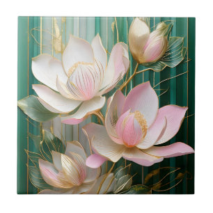 Bloeiende Behang Japanse Magnolia Kunst Tegeltje