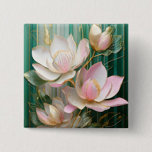 Bloeiende Behang Japanse Magnolia Kunst Vierkante Button 5,1 Cm