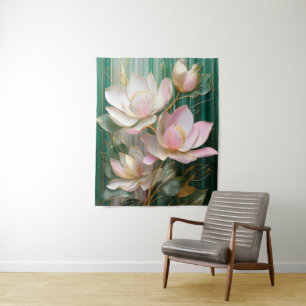 Bloeiende Behang Japanse Magnolia Kunst Wandkleed