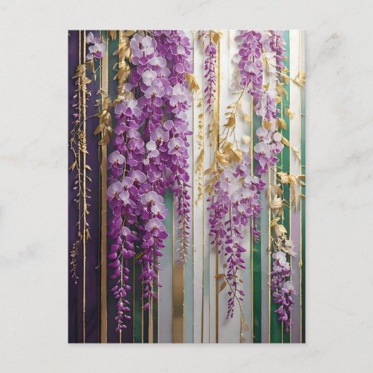 Bloeiende behang Violet Gold Wisteria Briefkaart (Voorkant)