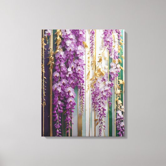 Bloeiende behang Violet Gold Wisteria Canvas Afdruk (Voorkant)