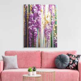 Bloeiende behang Violet Gold Wisteria Canvas Afdruk