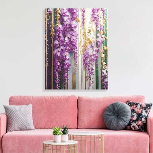 Bloeiende behang Violet Gold Wisteria Canvas Afdruk (Insitu (Woonkamer))